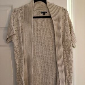 Gap cream short sleeve long open cardigan